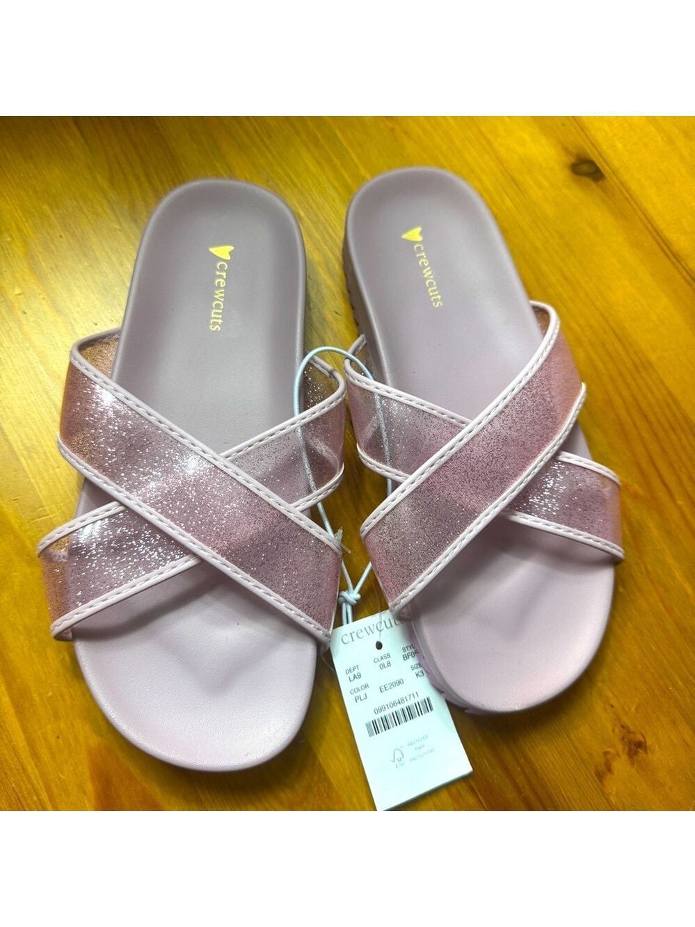 Crewcuts pink rubber slides size 3 nwt